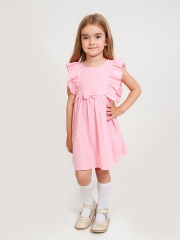 Купить 322-Р. Платье из муслина детское, хлопок 100% розовый, р. 74,80,86,92 в Твери