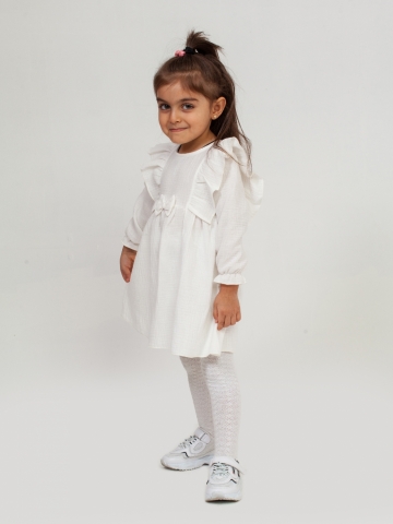 Купить 321-МО. Платье из муслина детское, хлопок 100% молочный, р. 98,104,110,116 в Твери