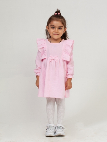 Купить 321-Р. Платье из муслина детское, хлопок 100% розовый, р. 98,104,110,116 в Твери